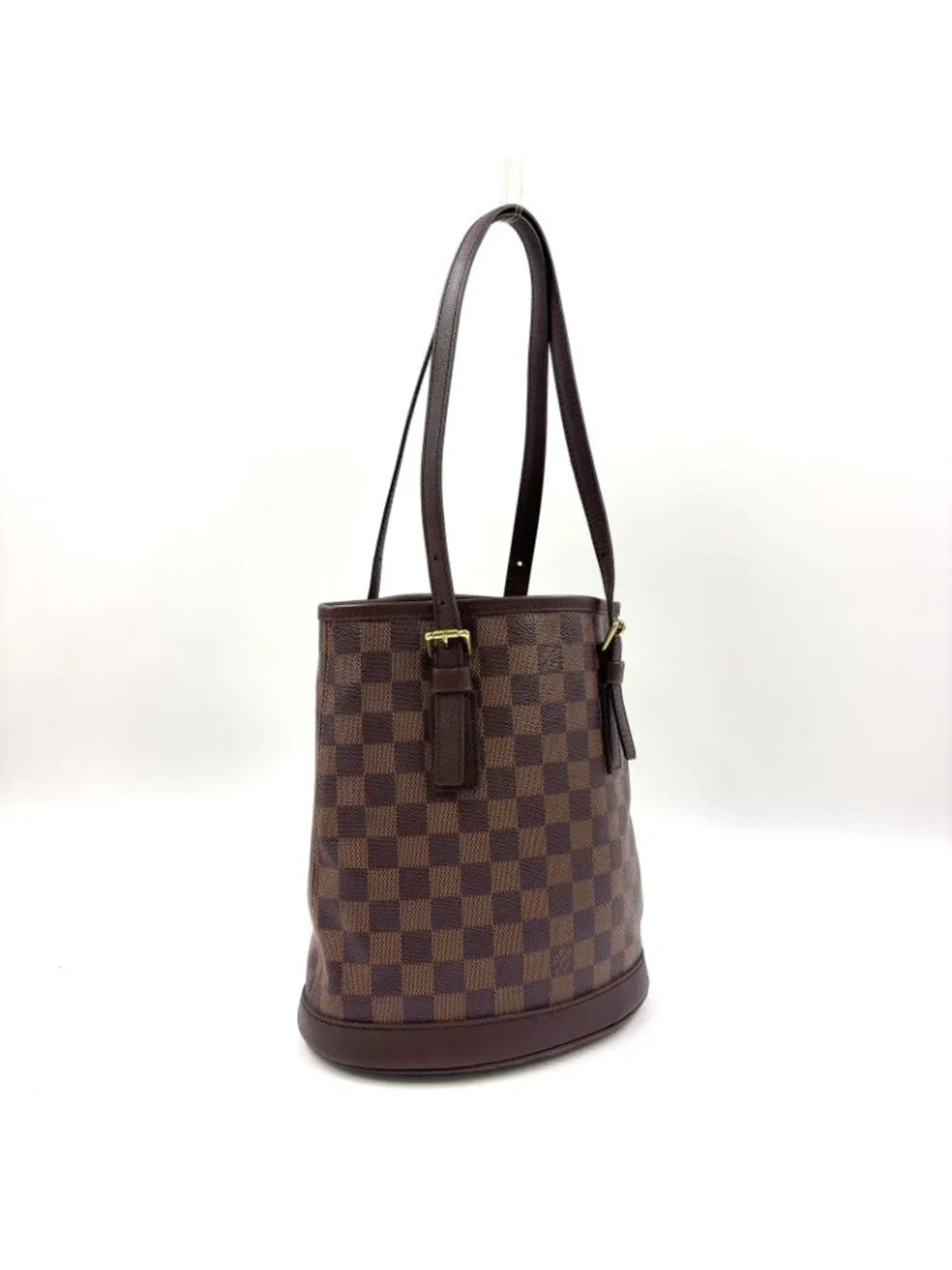 Louis Vuitton Marais Damier Ebene Leather Brown Tote Gold